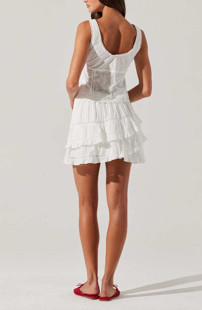 ASTR the Label Kensley Tiered Cotton Miniskirt, Alternate, color, White