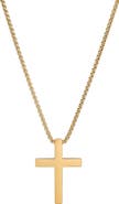 STEELTIME Men's Stainless Steel Square Cross Pendant Necklace