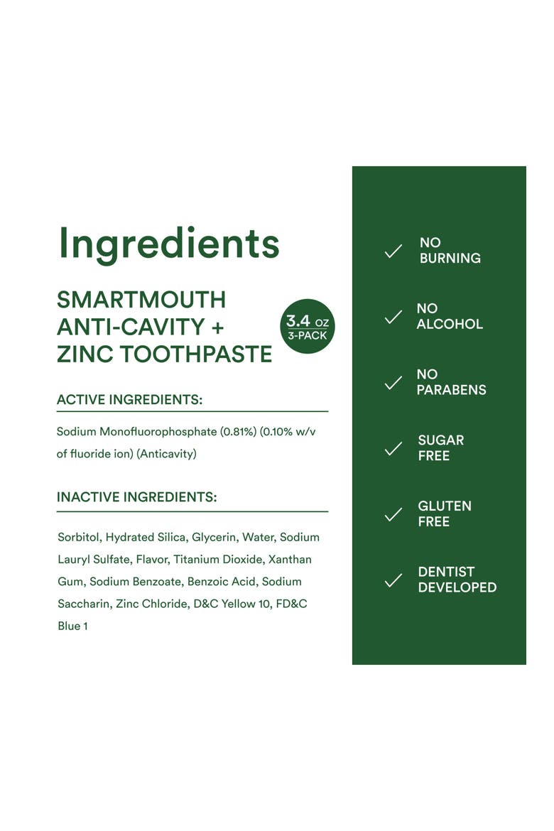 Anti-Cavity Fluoride Toothpaste with Zinc Enamel Strengthening 3-Pack, Alternate, color, Mild Mint