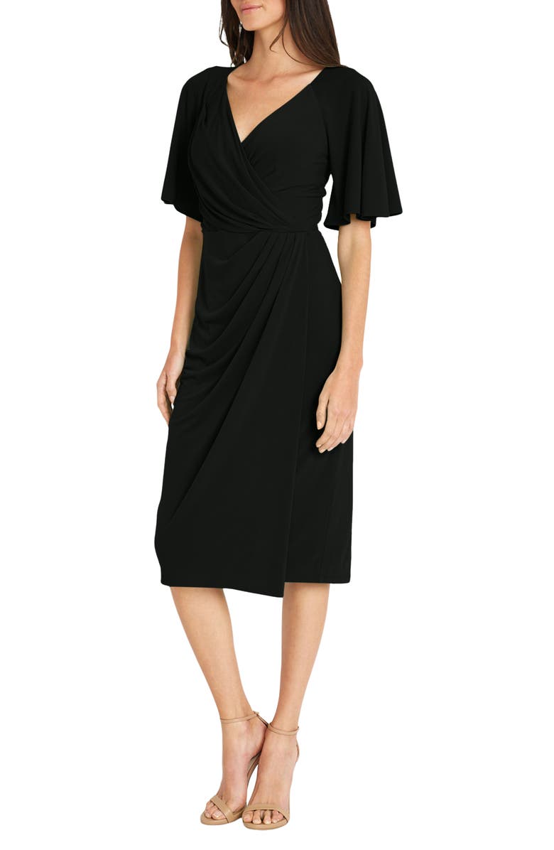 Maggy London Flutter Sleeve Faux Wrap Dress, Alternate, color, 
