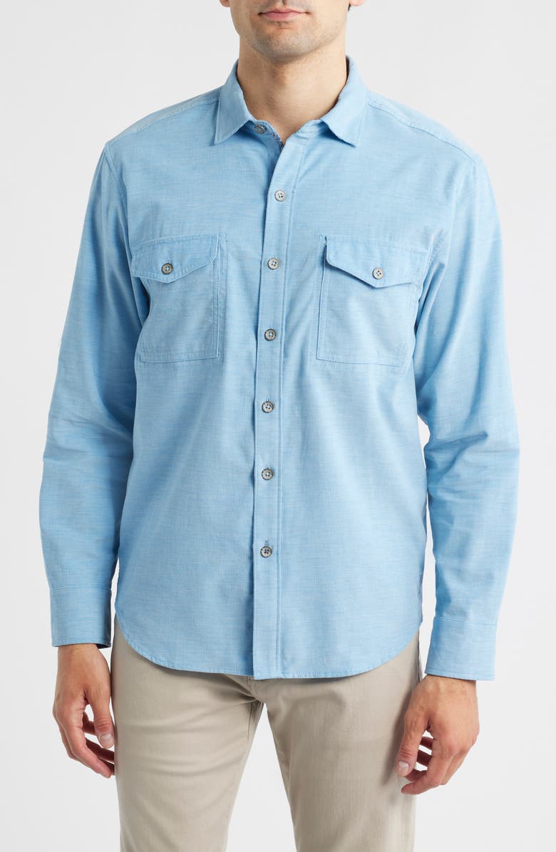 Tommy Bahama Coastline Cord Heather Bay Cotton Corduroy Button-Up Shirt, Main, color, Raincloud Heather