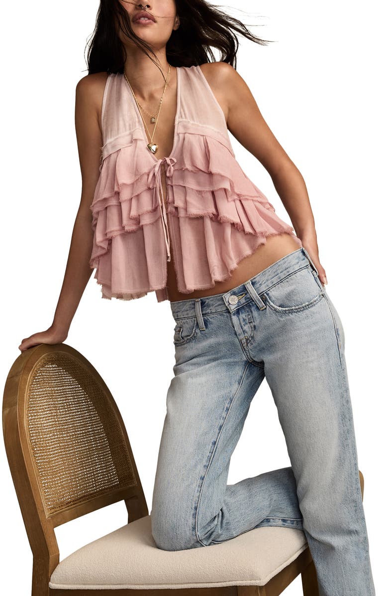 Lucky Brand Flyaway Ruffle Tank Top, Alternate, color, Hushed Violet