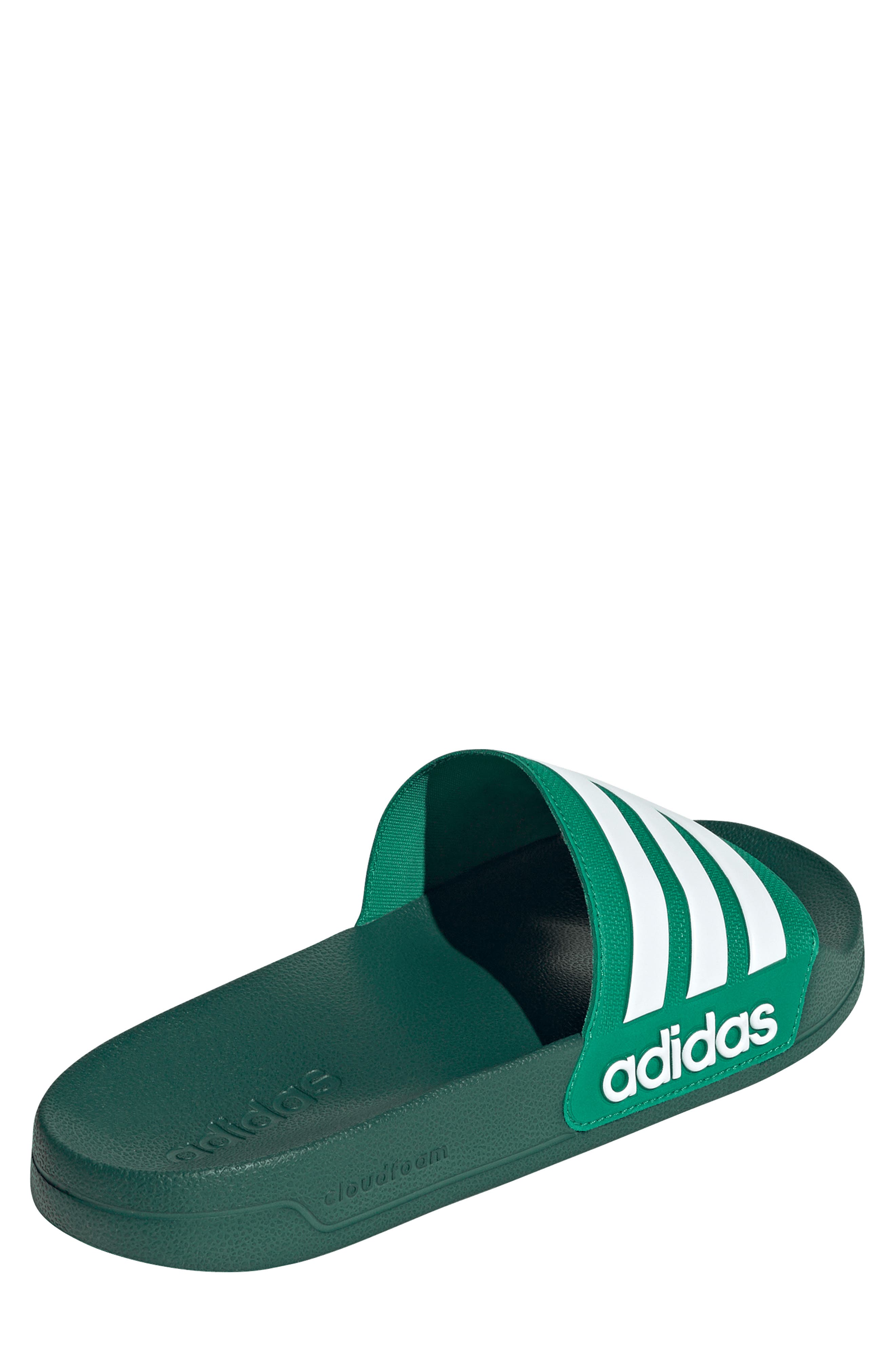 adidas Adilette Shower Slide, Alternate, color, Court Green/ White/ Green