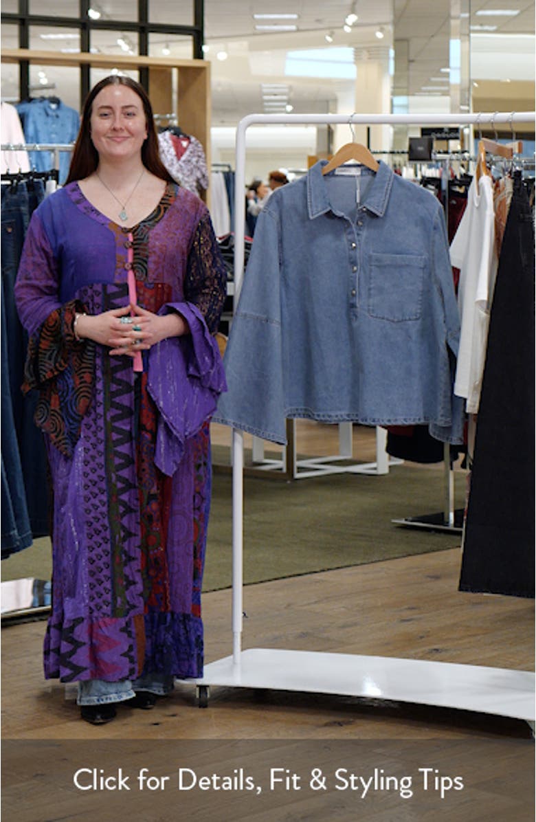 Celestina Wide Sleeve Denim Popover Top, sales video thumbnail