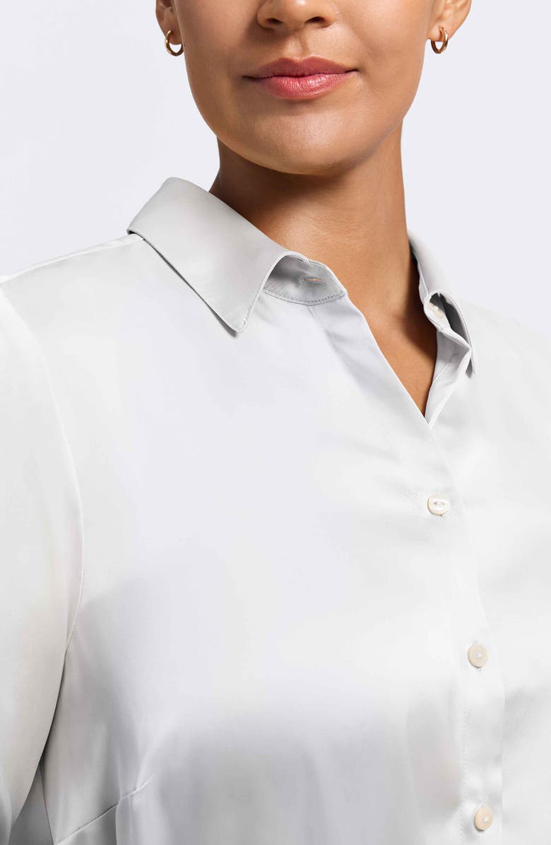 Foxcroft Bianca Satin Button-Up Shirt, Alternate, color, Ecru