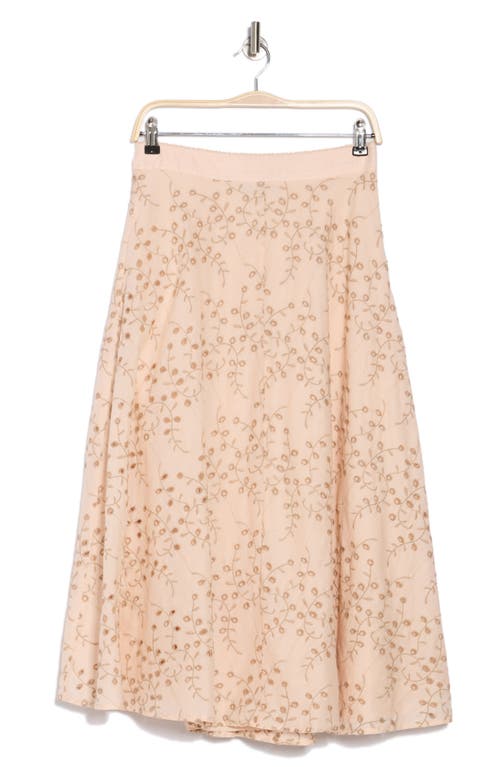 T Tahari Embroidered Eyelet Cotton Midi Skirt