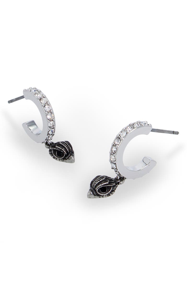 Kurt Geiger London Micro Pavé Crystal Eagle Huggie Hoop Earrings, Alternate, color, Crystal