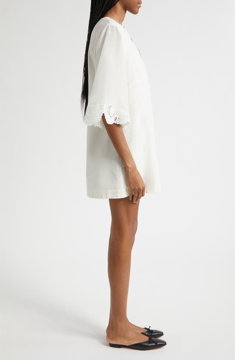 POSSE Darya Broderie Trim Kaftan Minidress, Alternate, color, Cream