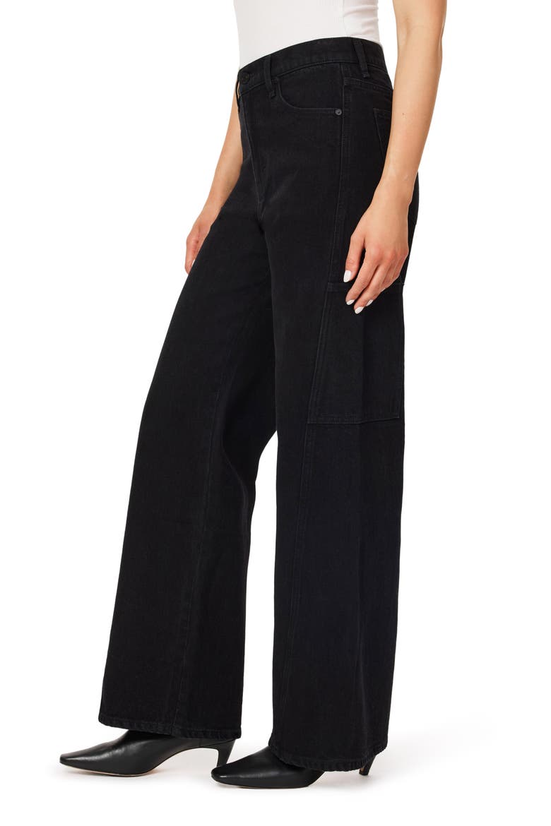 Hollis High Waist Wide Leg Cargo Jeans, Alternate, color, JET BLACK