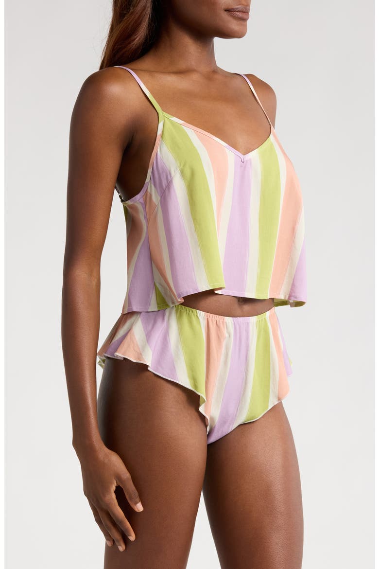 Stripe Crop Camisole & Tap Shorts Set, Alternate, color, PAINTED STRIPE