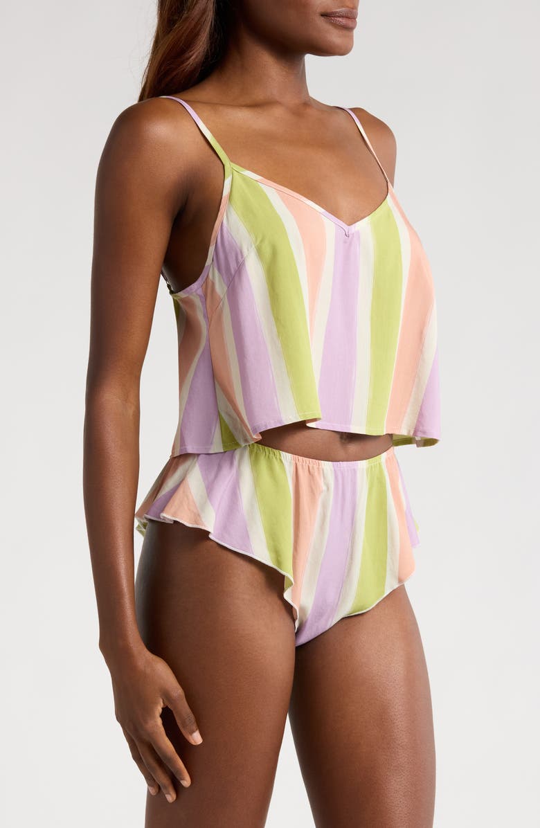 KILO BRAVA Stripe Crop Camisole & Tap Shorts Set, Alternate, color, Painted Stripe