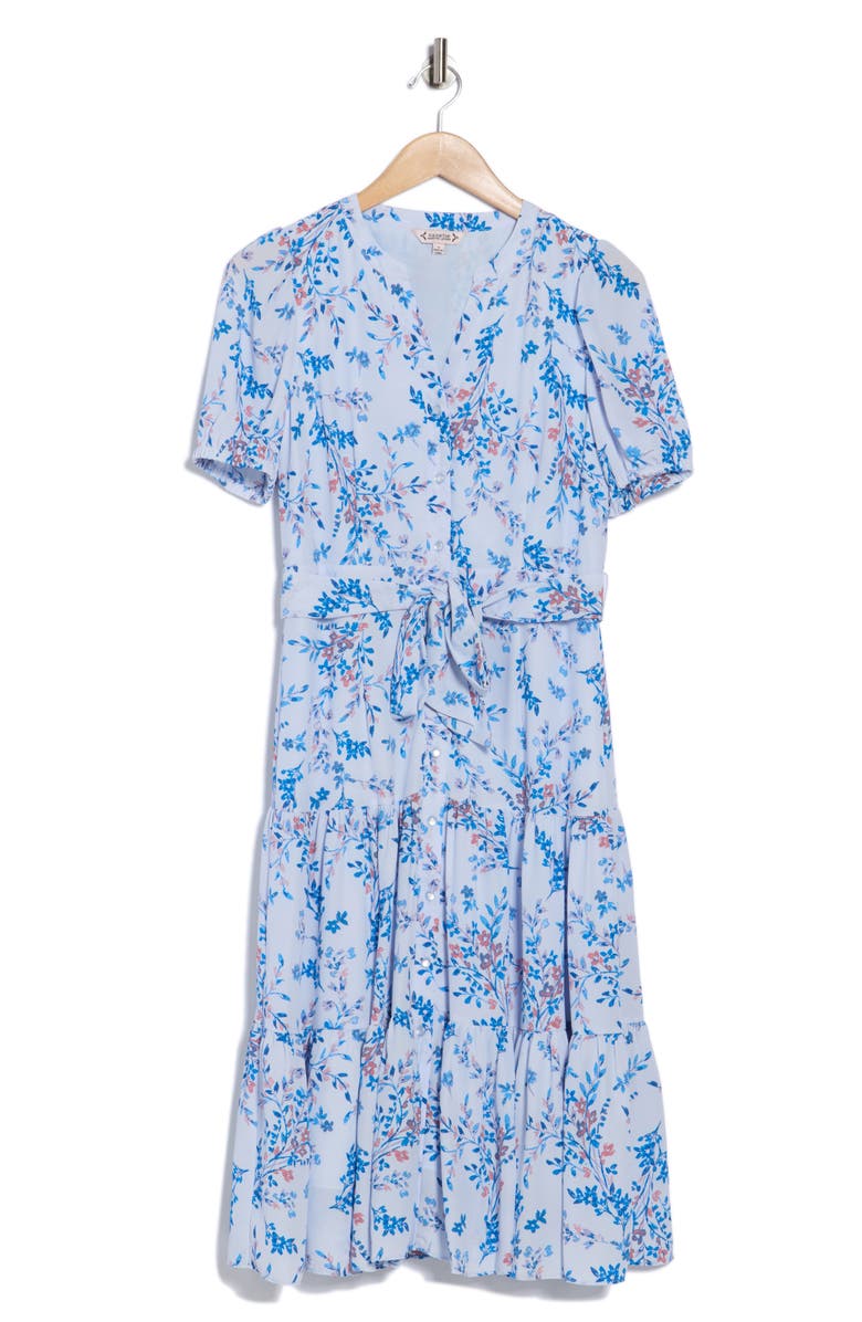 Nanette Lepore Floral Tiered Dress, Alternate, color, Blue Windswept