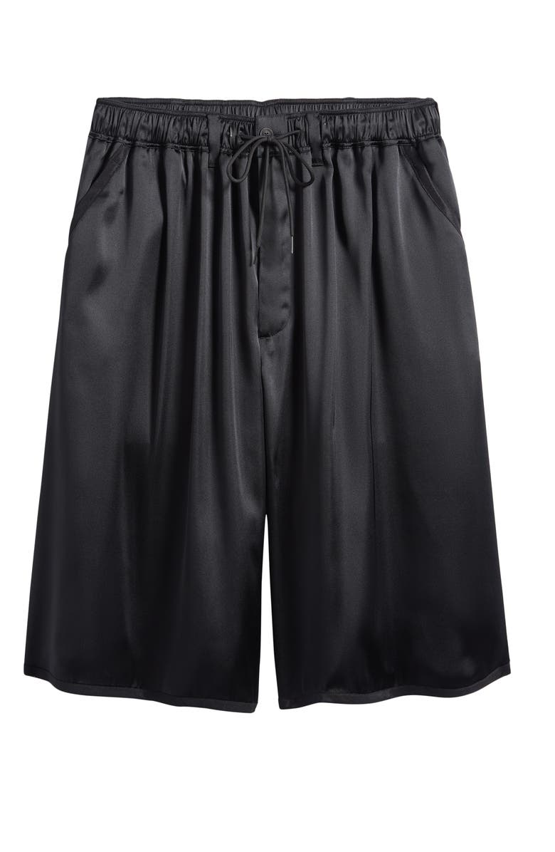 Y-3 Regular Fit Satin Shorts, Alternate, color, Black