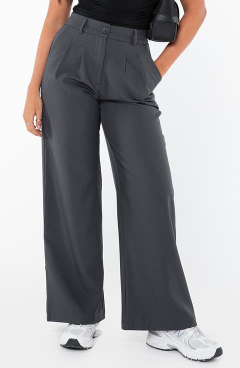 Archer Pleated High Waist Straight Leg Pants (Petite)