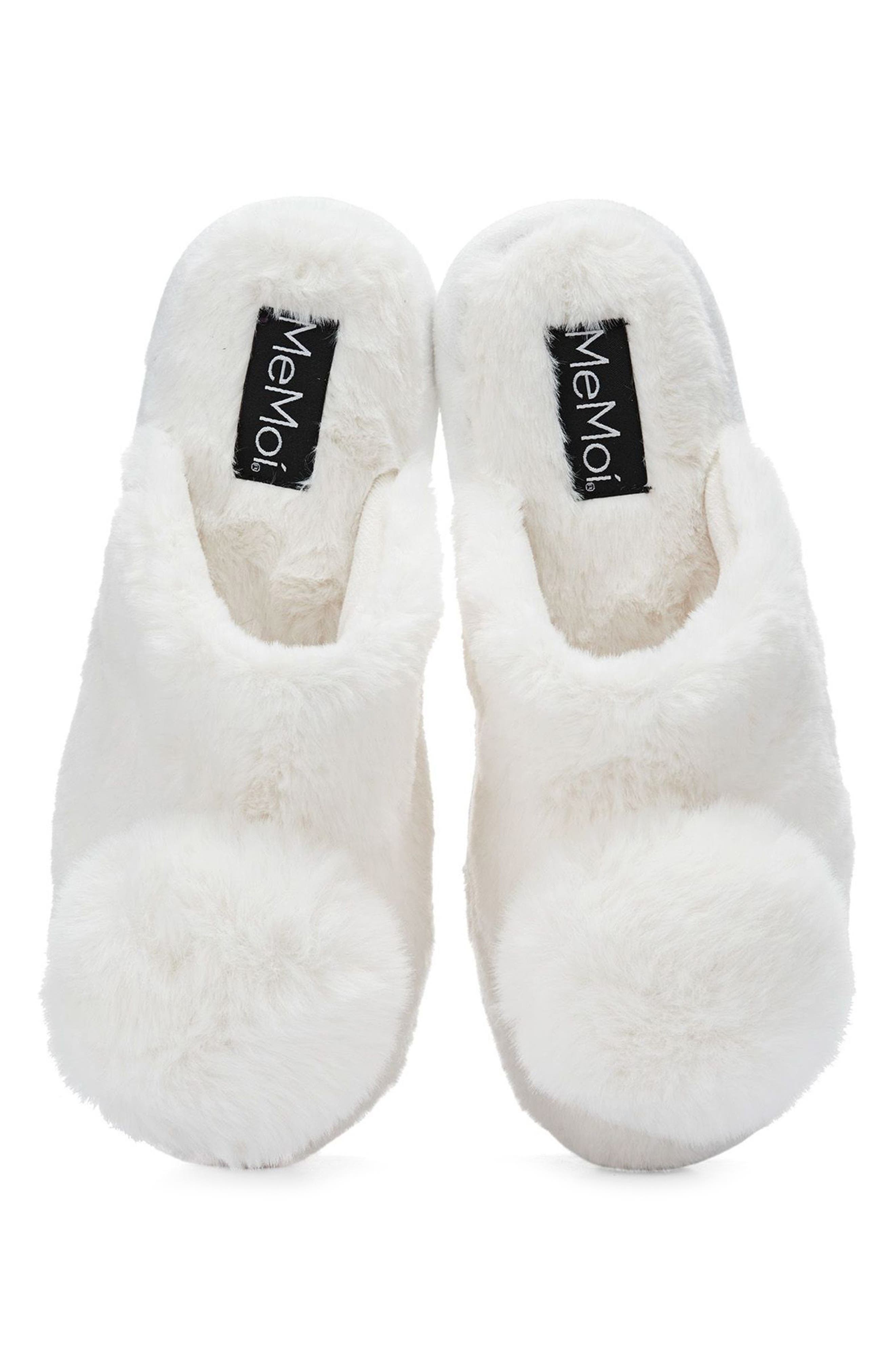 The Gloria Faux Fur Pom Slipper, Alternate, color, IVORY