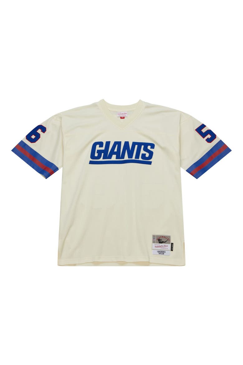 Men's Mitchell & Ness Lawrence Taylor Cream New York Giants Chainstitch Legacy Jersey, Alternate, color, Cream