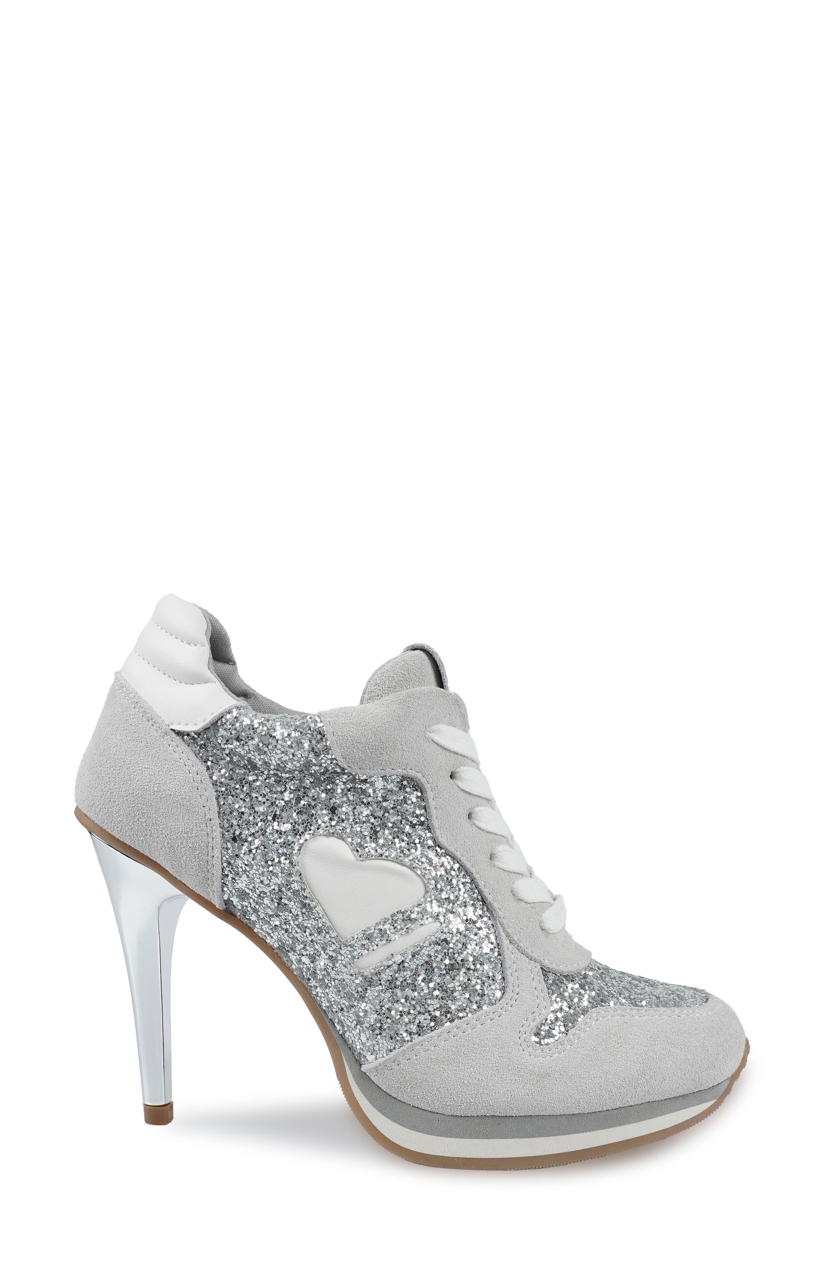 Candie's Percy Platform Pump, Alternate, color, Grey/ Silver