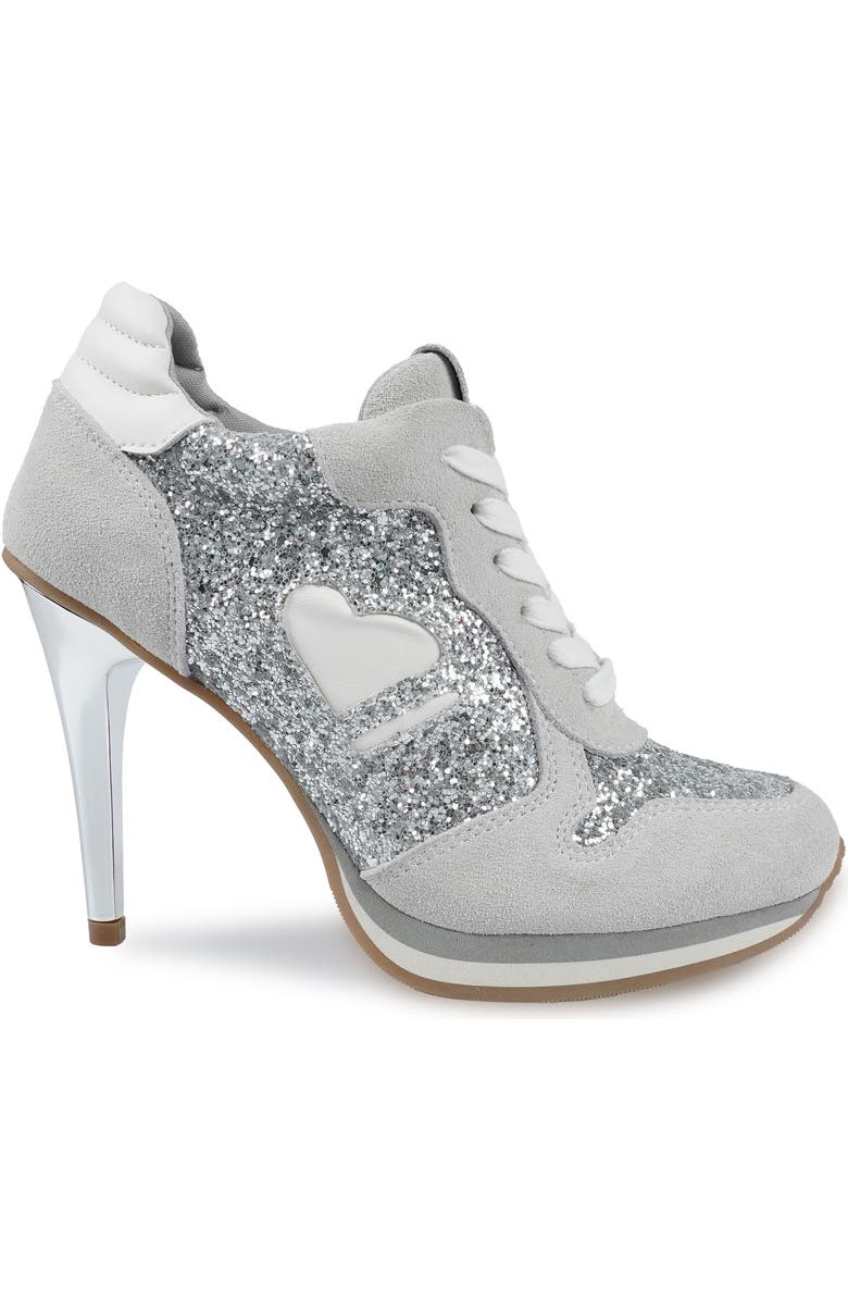 Candie's Percy Platform Pump, Alternate, color, Grey/ Silver
