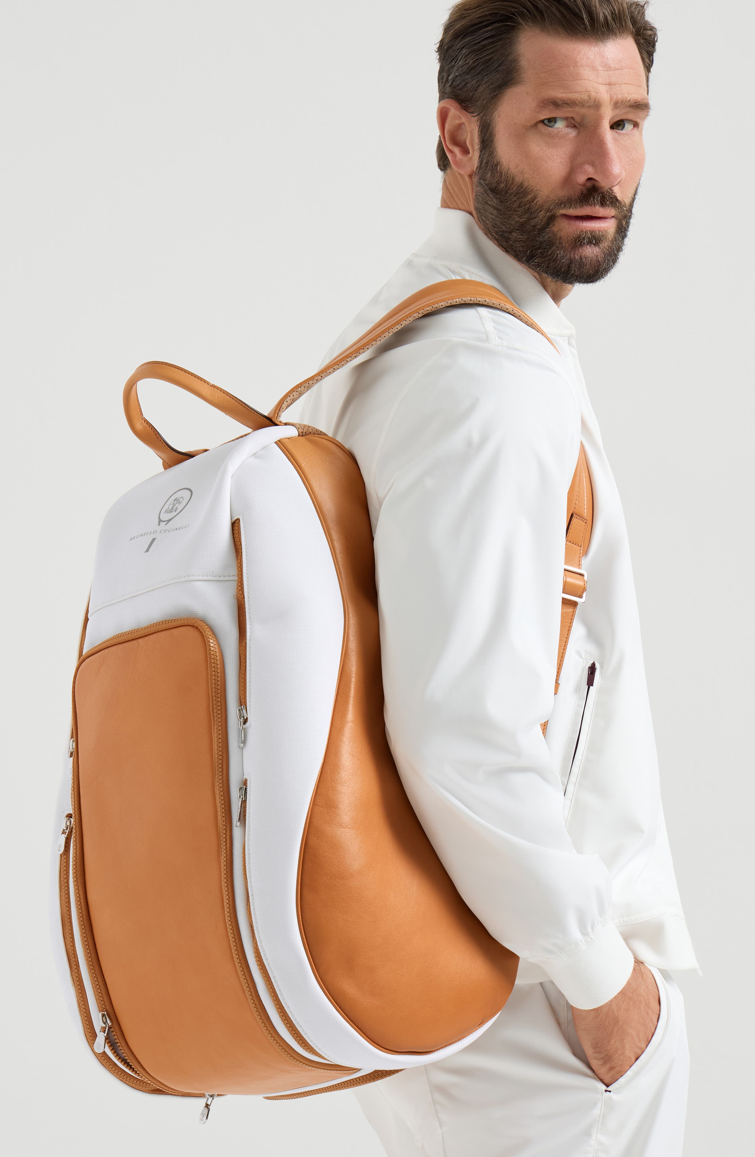 Brunello Cucinelli Padel backpack, Alternate, color, Natural