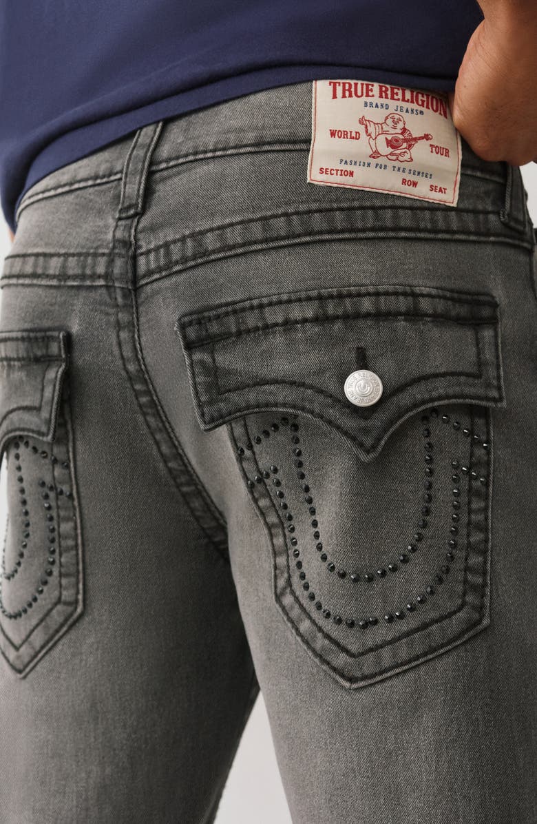 True Religion Ricky Stud T-Flap Straight Leg Jeans, Alternate, color, Grey Smores