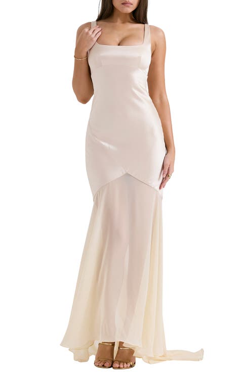 Vittoria Paneled Satin & Chiffon Gown