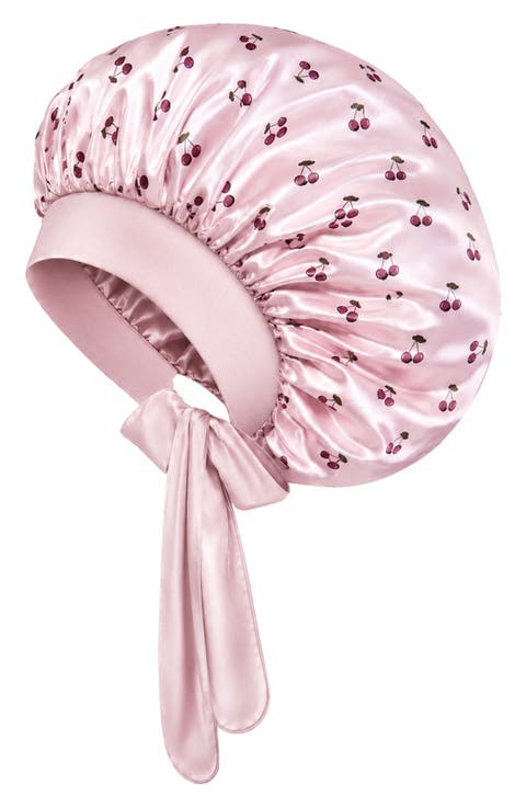 Cherry Print Satin Bonnet
