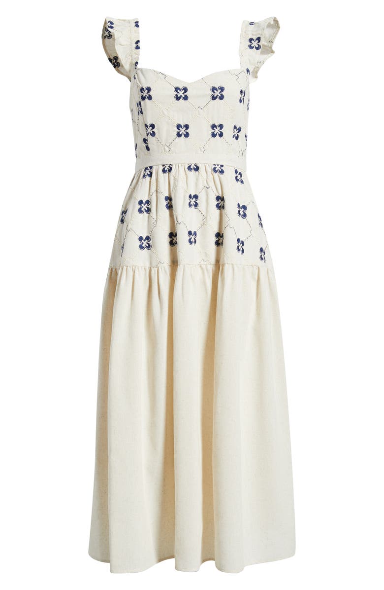 MOON RIVER Floral Embroidered Sundress, Alternate, color, Navy Multi