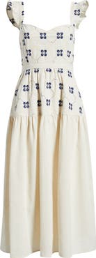 MOON RIVER Floral Embroidered Sundress