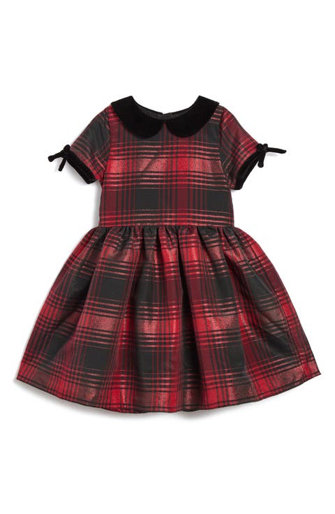 Kids' Molly Metallic Plaid Velvet Trim Dress (Toddler & Little Kid)