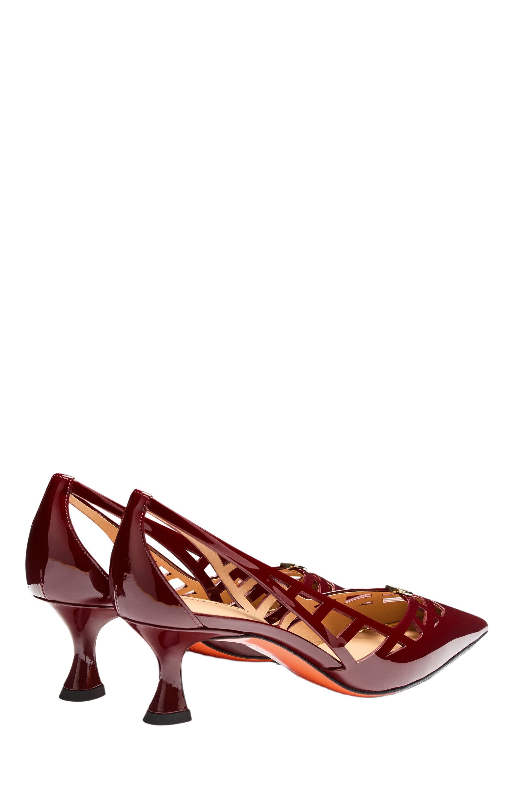 Women's  patent leather mid-heel pump, Alternate, color, Red
