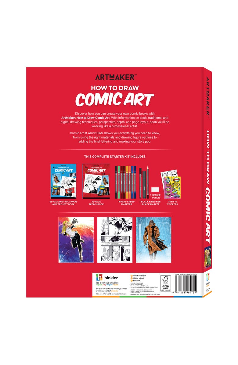 Art Maker How to Draw Comic Art, Complete Starter Kit, Studio Set, Adults, Alternate, color, Multicolored