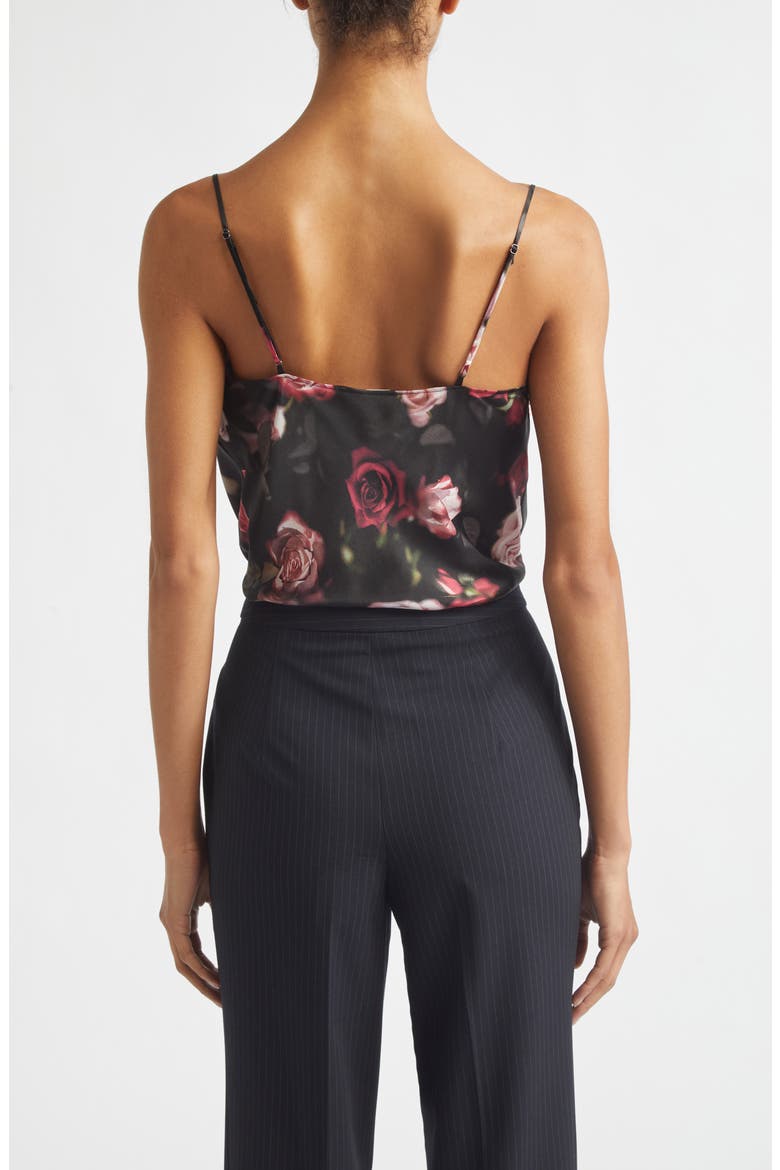 Calista Cowl Neck Silk Camisole, Alternate, color, BLACK/RHODODENDRON BLURREDROSE