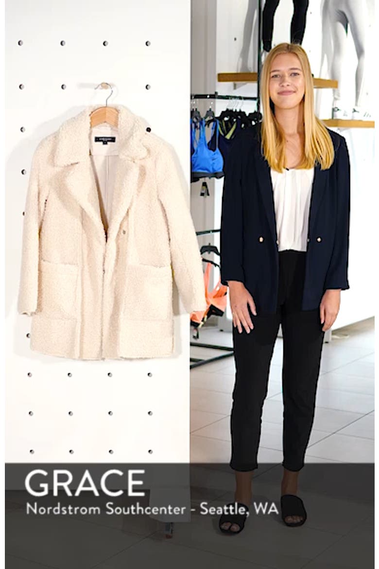 Notch Collar Curly Faux Shearling Coat video