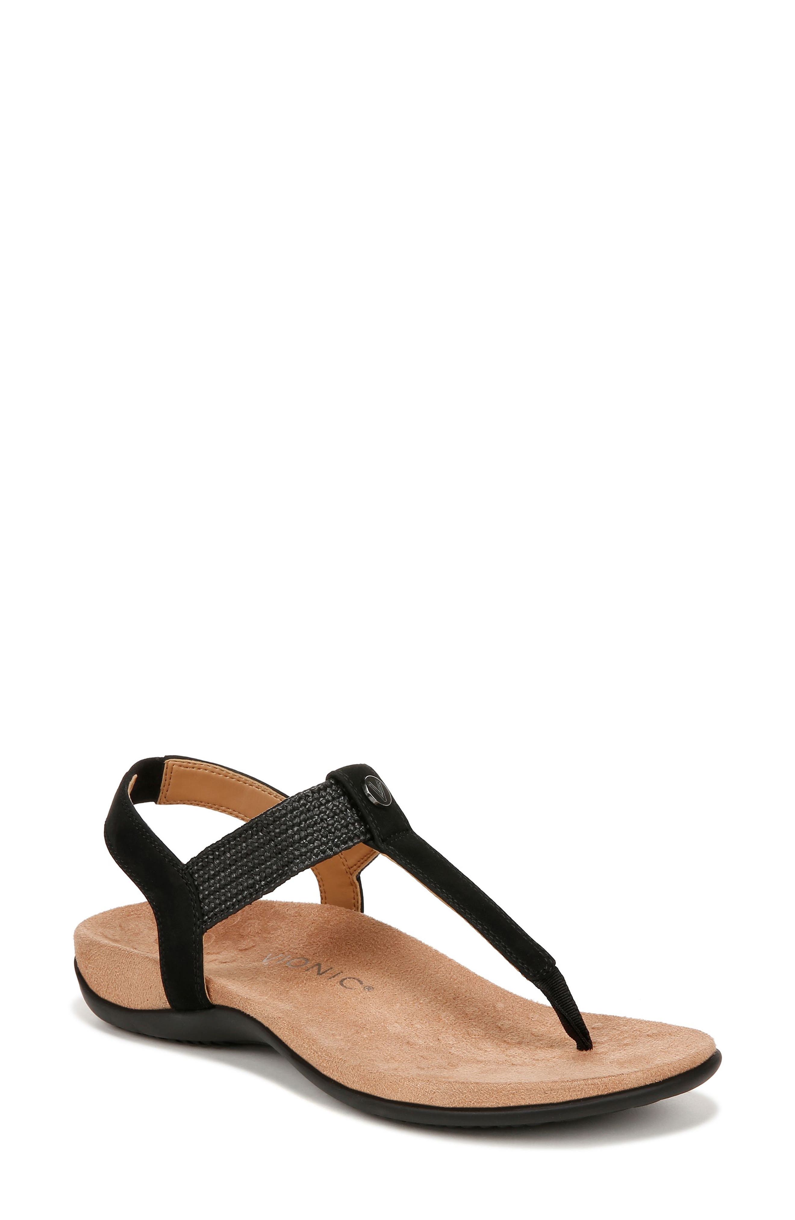 Vionic Brea T-Strap Sandal, Main, color, Black