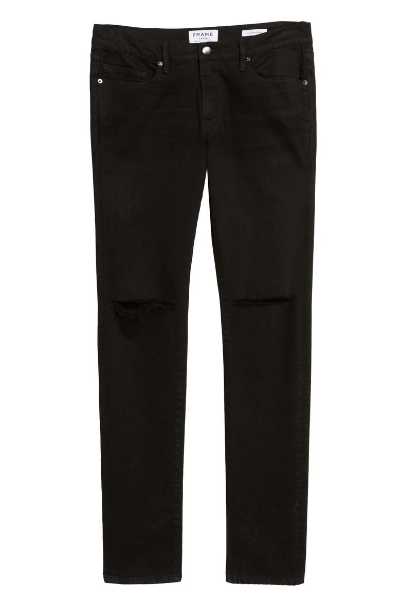 L'Homme Skinny Fit Jeans, Alternate, color, NOIR SLITS