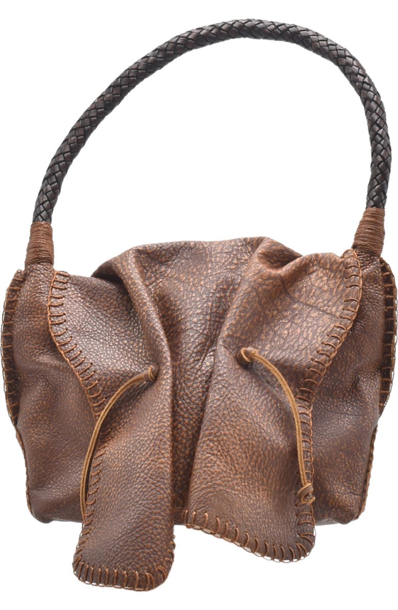 Carlos Falchi Shoulder Butterfly Leather Bag, Main, color, Whiskey