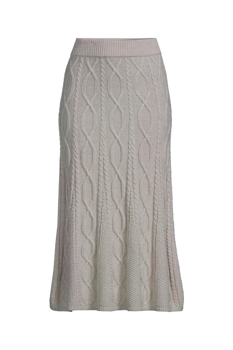 Cozy Lofty Cable Fluted Midi Sweater Skirt, Alternate, color, Oatmeal Tan Heather
