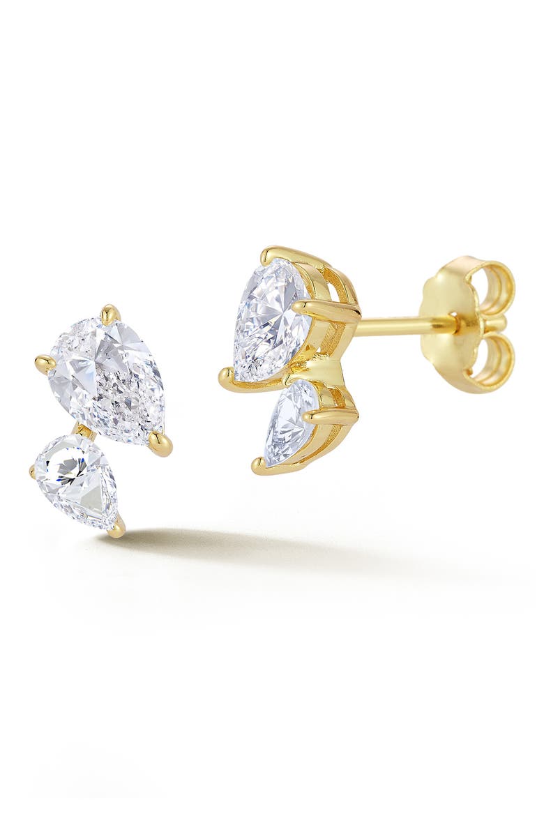 Pear Cut Moissanite Stud Earrings, Main, color, GOLD