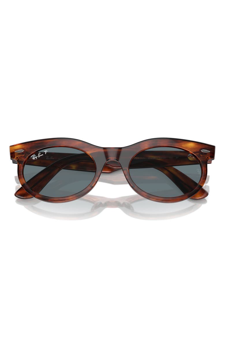 Ray-Ban Wayfarer 53mm Polarized Oval Sunglasses, Alternate, color, Striped Havana
