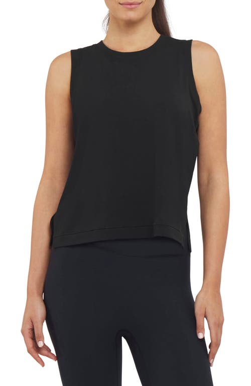Spanx Supernaturals Flow Crewneck Tank Top In Very Black