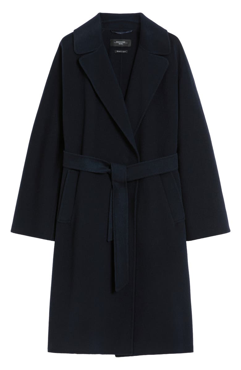 Weekend Max Mara Civada Wool Blend Coat, Alternate, color, Navy