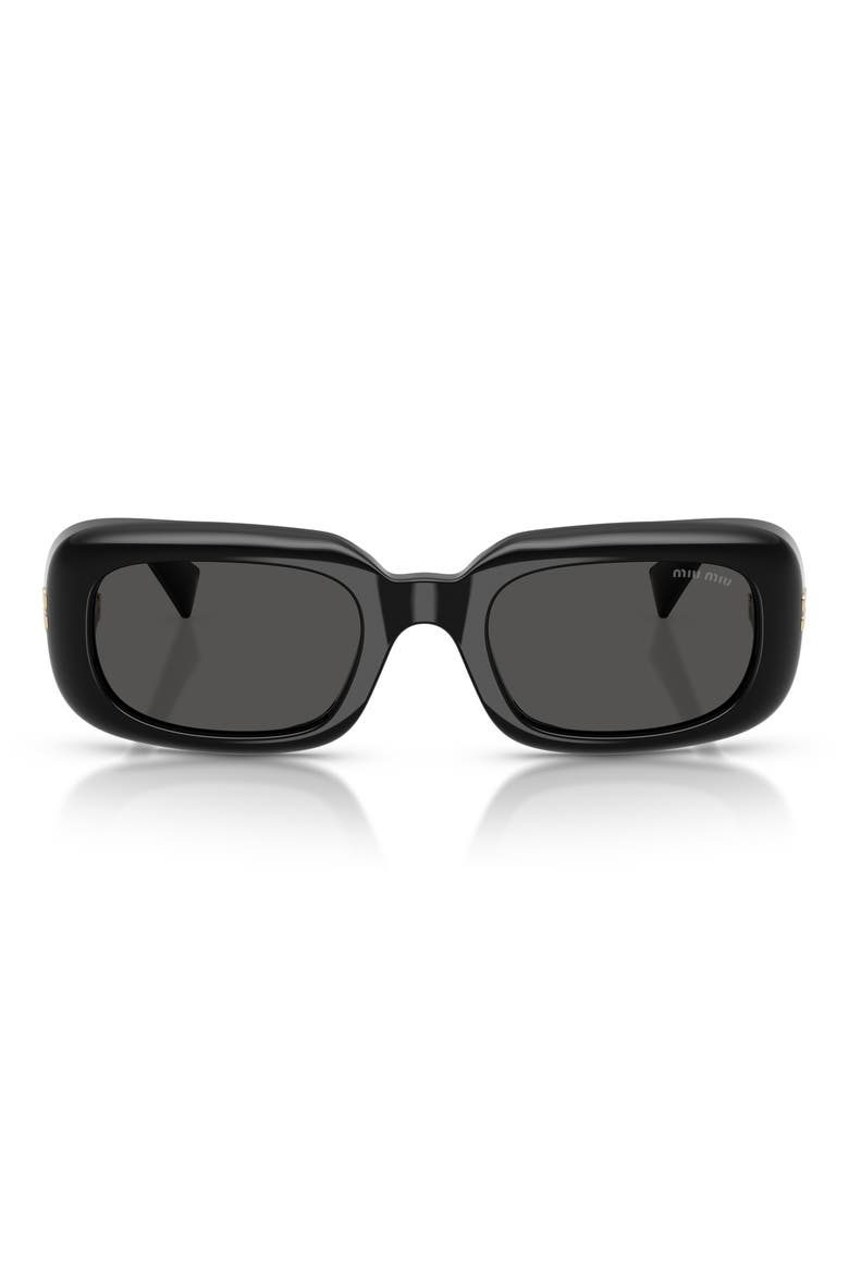 52mm Rectangular Sunglasses, Main, color, BLACK / DARK GREY