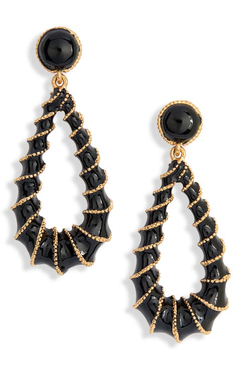 Black Enamel Teardrop Earrings