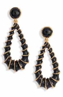 Kenneth Jay Lane Black Enamel Teardrop Earrings