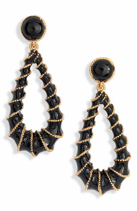 Kenneth Jay Lane Black Enamel Teardrop Earrings