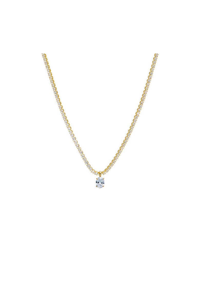 BY ADINA EDEN CZ Oval Pendant Tennis Choker, Alternate, color, Gold