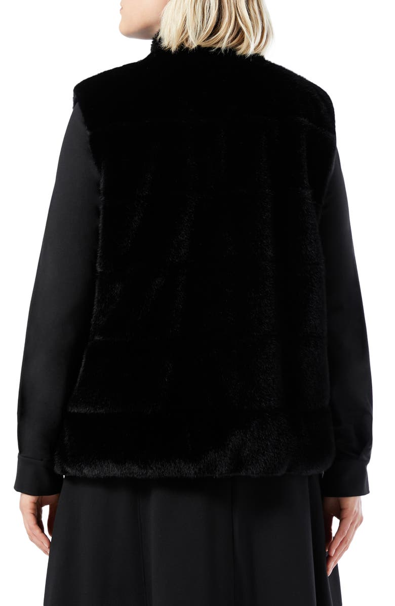 Marina Rinaldi Disegno Reversible Faux Fur Vest, Alternate, color, Black