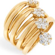 Hueb Flower Charm Stacked Diamond Ring