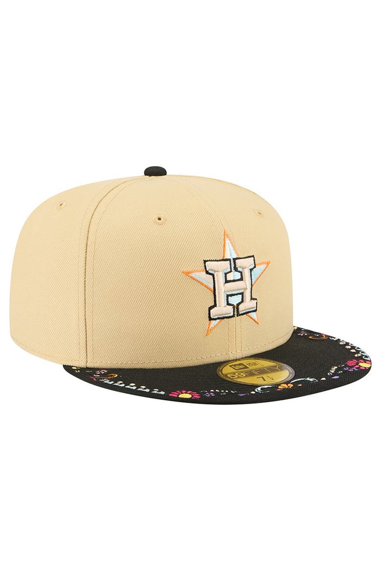 Men's New Era Light Beige Houston Astros Two-Tone Embroidered Visor 59FIFTY Fitted Hat, Alternate, color, Light Beige