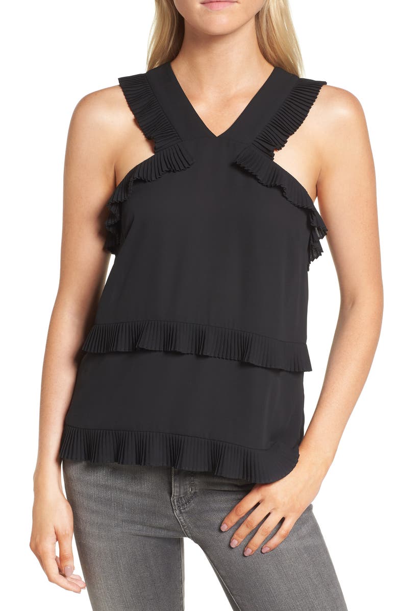 Trouvé Pleated Ruffle Tank, Main, color, 
